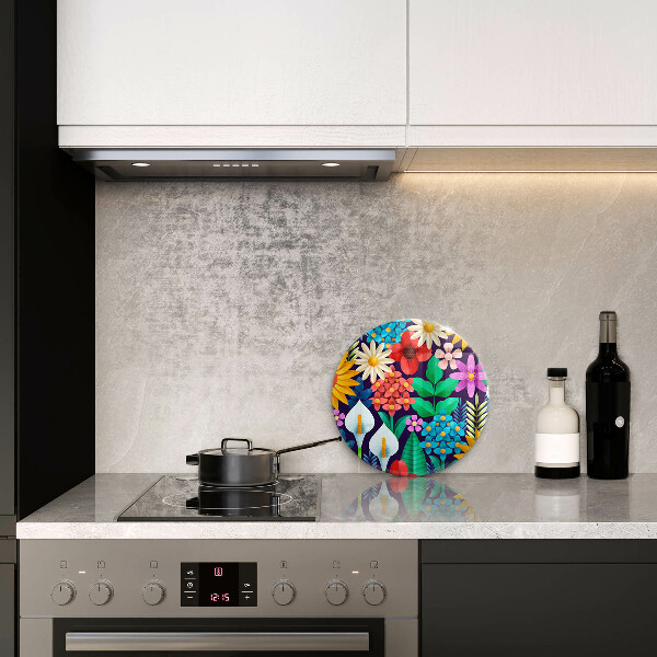 Skleněná deska do kuchyně Květiny louka ilustrace