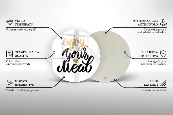 Skleněná deska do kuchyně Nápis enjoy your meal