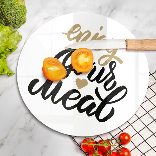 Skleněná deska do kuchyně Nápis enjoy your meal