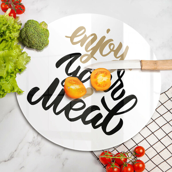 Skleněná deska do kuchyně Nápis enjoy your meal