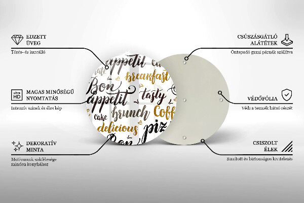 Skleněná deska do kuchyně Titulky bon appetit