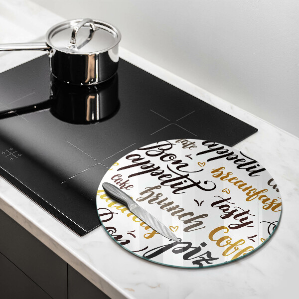 Skleněná deska do kuchyně Titulky bon appetit