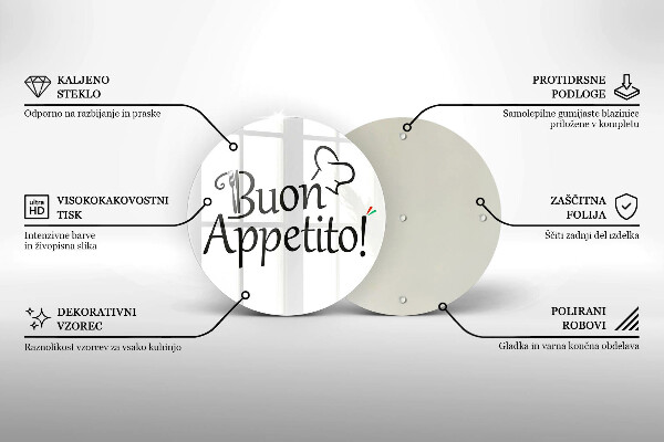 Skleněná deska do kuchyně Buon appetito!