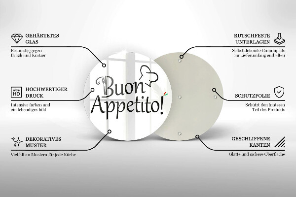 Skleněná deska do kuchyně Buon appetito!