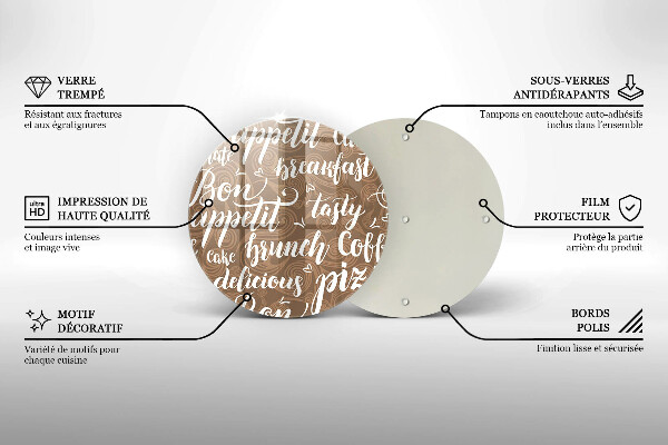 Skleněná deska do kuchyně Titulky bon appetit