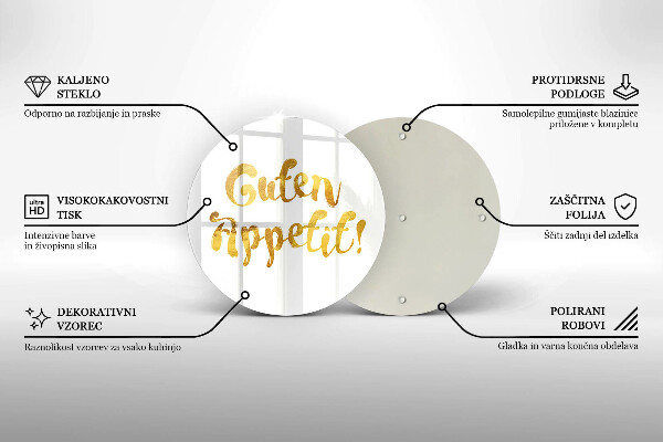 Skleněná deska do kuchyně Guten appetit!