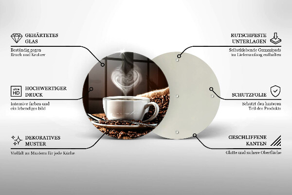 Skleněná deska do kuchyně Káva a šálek