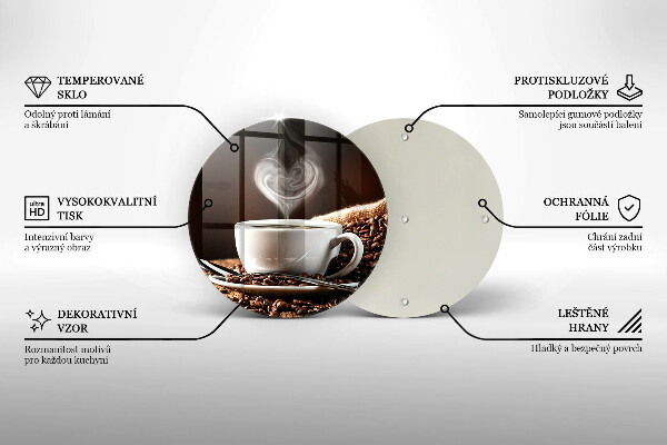 Skleněná deska do kuchyně Káva a šálek