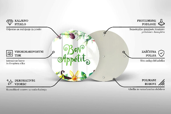 Skleněná deska do kuchyně Bon appetit nápis