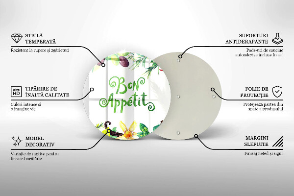 Skleněná deska do kuchyně Bon appetit nápis