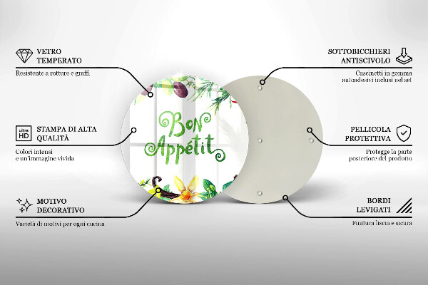 Skleněná deska do kuchyně Bon appetit nápis