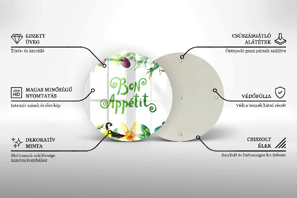 Skleněná deska do kuchyně Bon appetit nápis