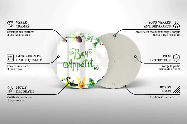 Skleněná deska do kuchyně Bon appetit nápis