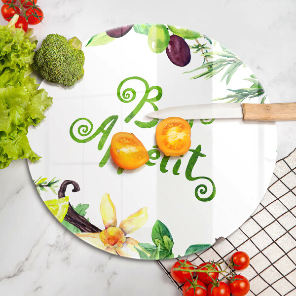 Skleněná deska do kuchyně Bon appetit nápis