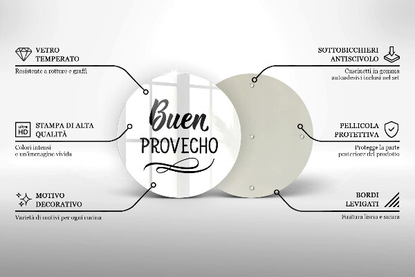 Skleněná deska do kuchyně Buen provecho