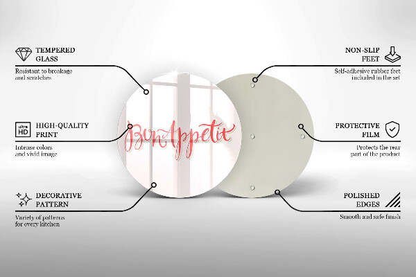 Krájecí prkénko skleněné Bon appetit do kuchyně znamení