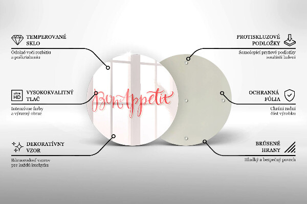 Krájecí prkénko skleněné Bon appetit do kuchyně znamení