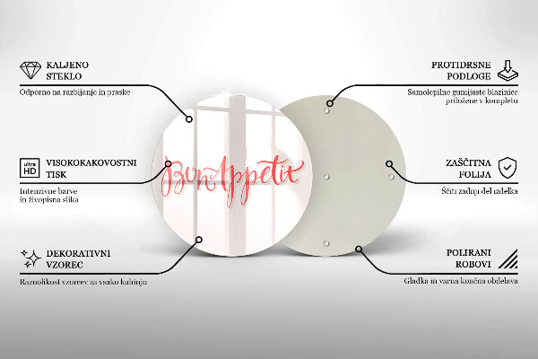 Krájecí prkénko skleněné Bon appetit do kuchyně znamení