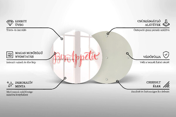 Krájecí prkénko skleněné Bon appetit do kuchyně znamení