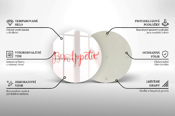 Krájecí prkénko skleněné Bon appetit do kuchyně znamení