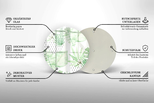 Skleněná deska do kuchyně Akvarel listy
