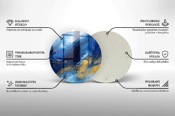 Skleněná deska do kuchyně Modrý mramor a zlato