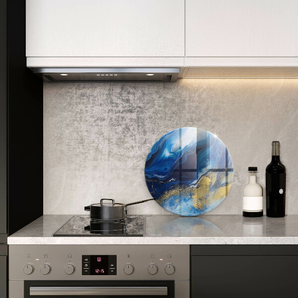 Skleněná deska do kuchyně Modrý mramor a zlato