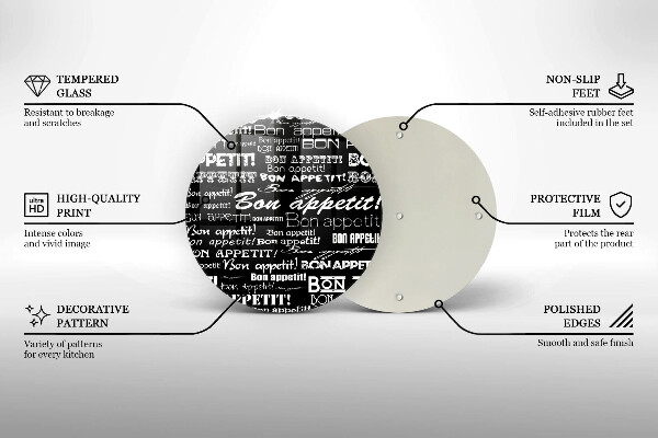 Skleněná deska do kuchyně Kuchyňské titulky bon appetit