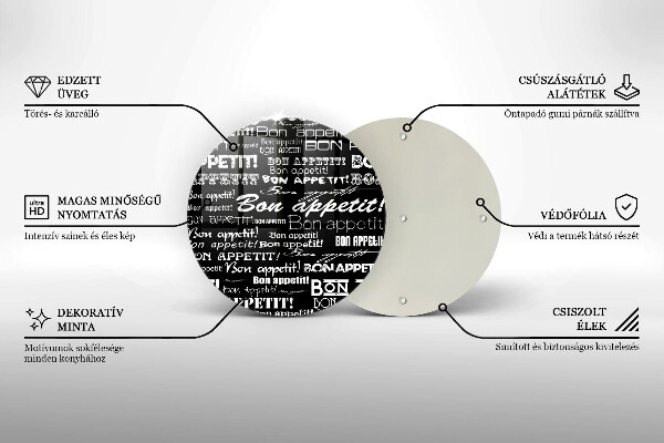 Skleněná deska do kuchyně Kuchyňské titulky bon appetit