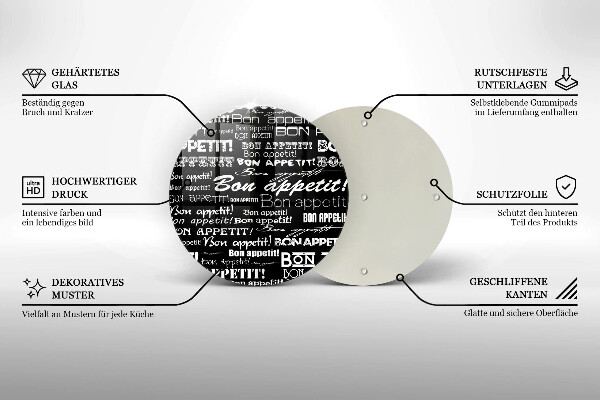 Skleněná deska do kuchyně Kuchyňské titulky bon appetit