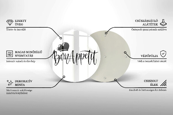 Skleněná deska do kuchyně Bon appetit nápis