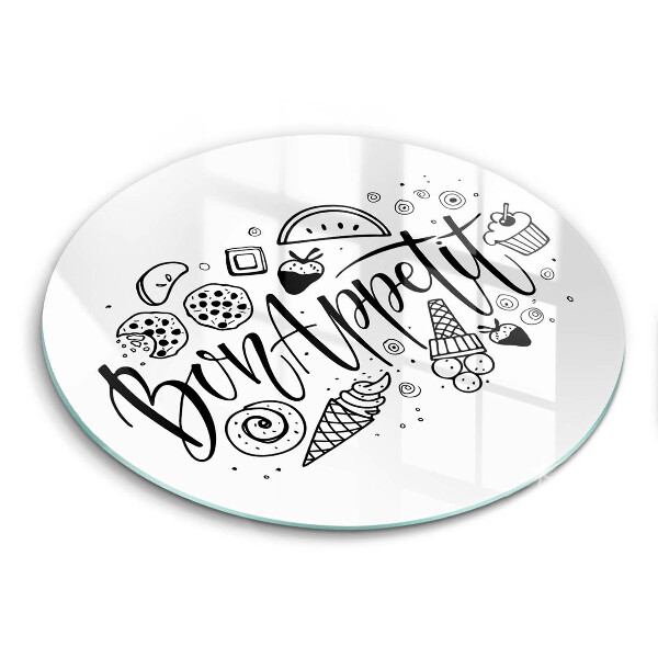 Skleněná deska do kuchyně Bon appetit nápis