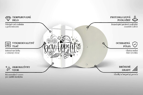 Skleněná deska do kuchyně Bon appetit nápis