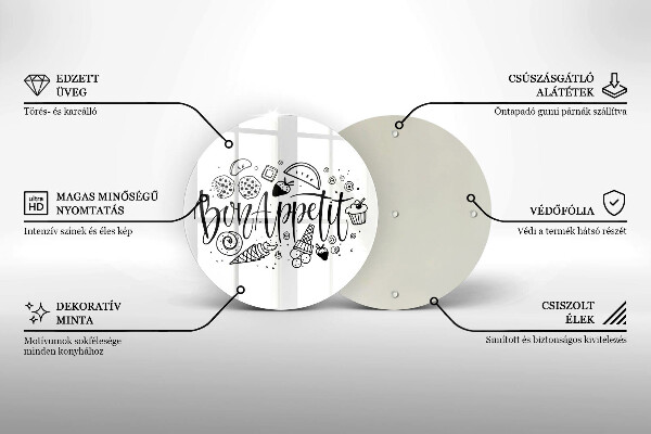 Skleněná deska do kuchyně Bon appetit nápis