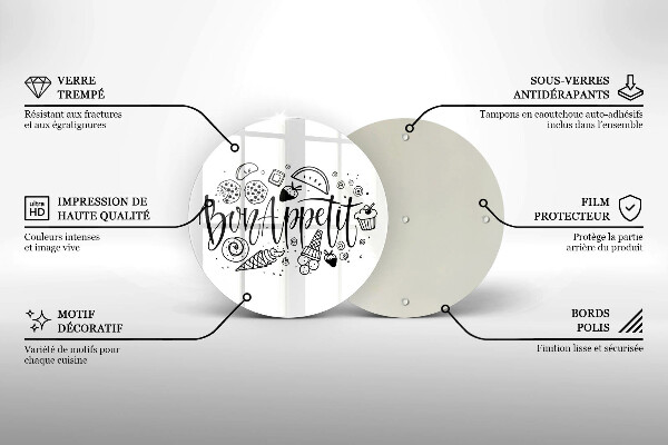 Skleněná deska do kuchyně Bon appetit nápis