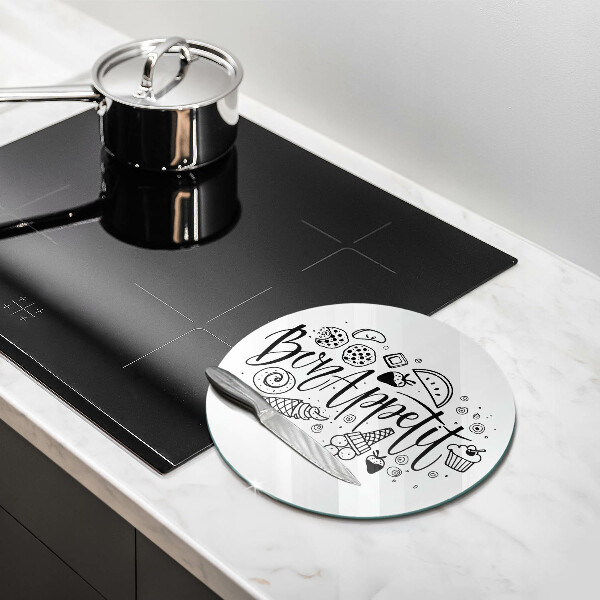 Skleněná deska do kuchyně Bon appetit nápis