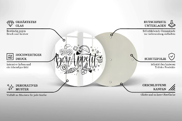 Skleněná deska do kuchyně Bon appetit nápis