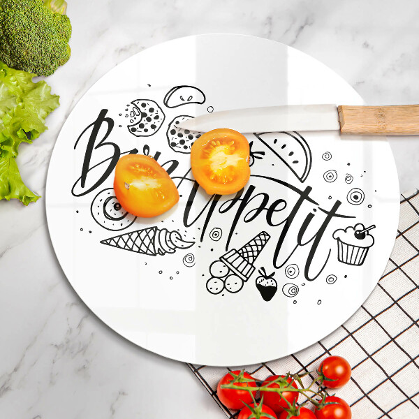 Skleněná deska do kuchyně Bon appetit nápis