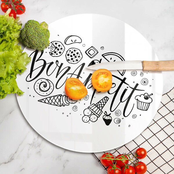 Skleněná deska do kuchyně Bon appetit nápis