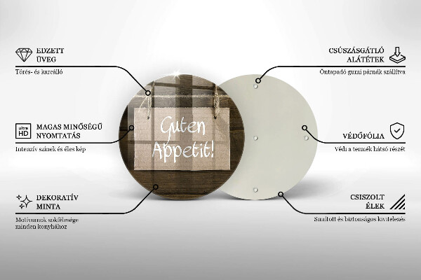 Skleněná deska do kuchyně Guten apetit nápis na deskách
