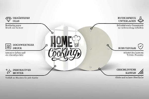 Skleněná deska do kuchyně Home cooking