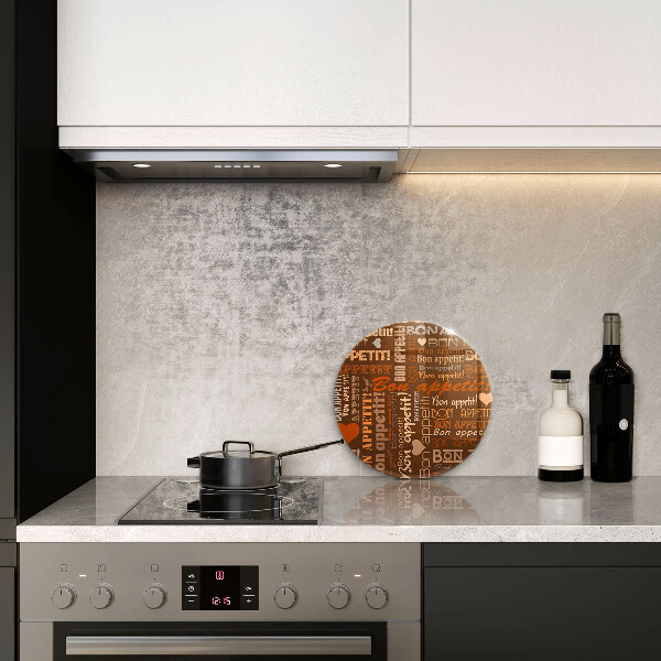 Skleněná deska do kuchyně Titulky bon appetit