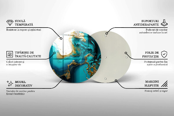 Skleněné krájecí prkénko Tyrkysová abstrakce