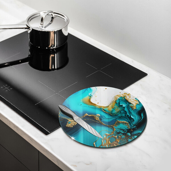 Skleněné krájecí prkénko Tyrkysová abstrakce