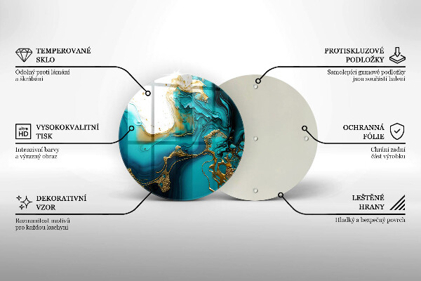 Skleněné krájecí prkénko Tyrkysová abstrakce