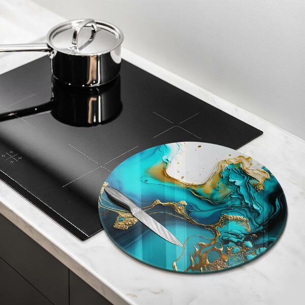 Skleněné krájecí prkénko Tyrkysová abstrakce