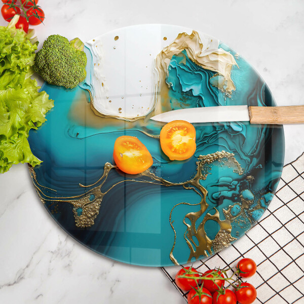 Skleněné krájecí prkénko Tyrkysová abstrakce