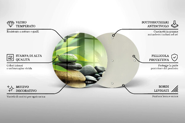 Skleněné krájecí prkénko Zen bambusové kameny