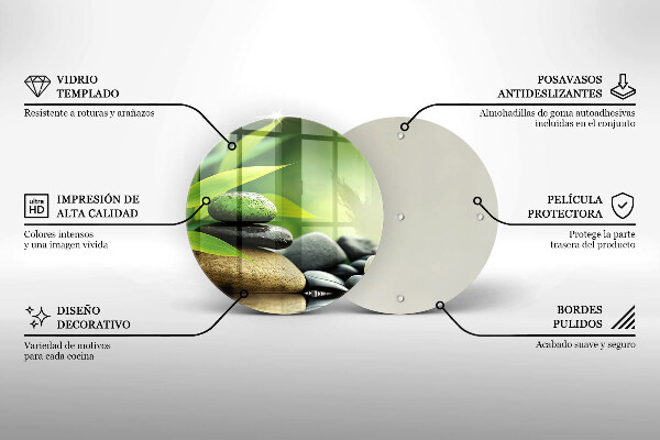 Skleněné krájecí prkénko Zen bambusové kameny