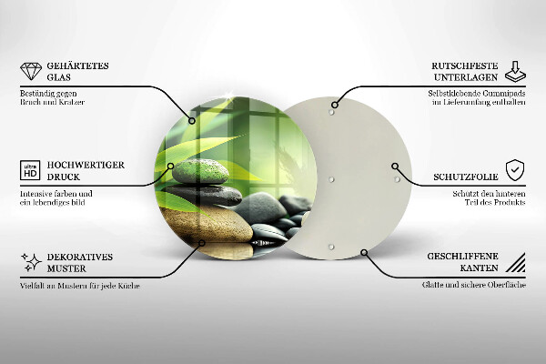 Skleněné krájecí prkénko Zen bambusové kameny